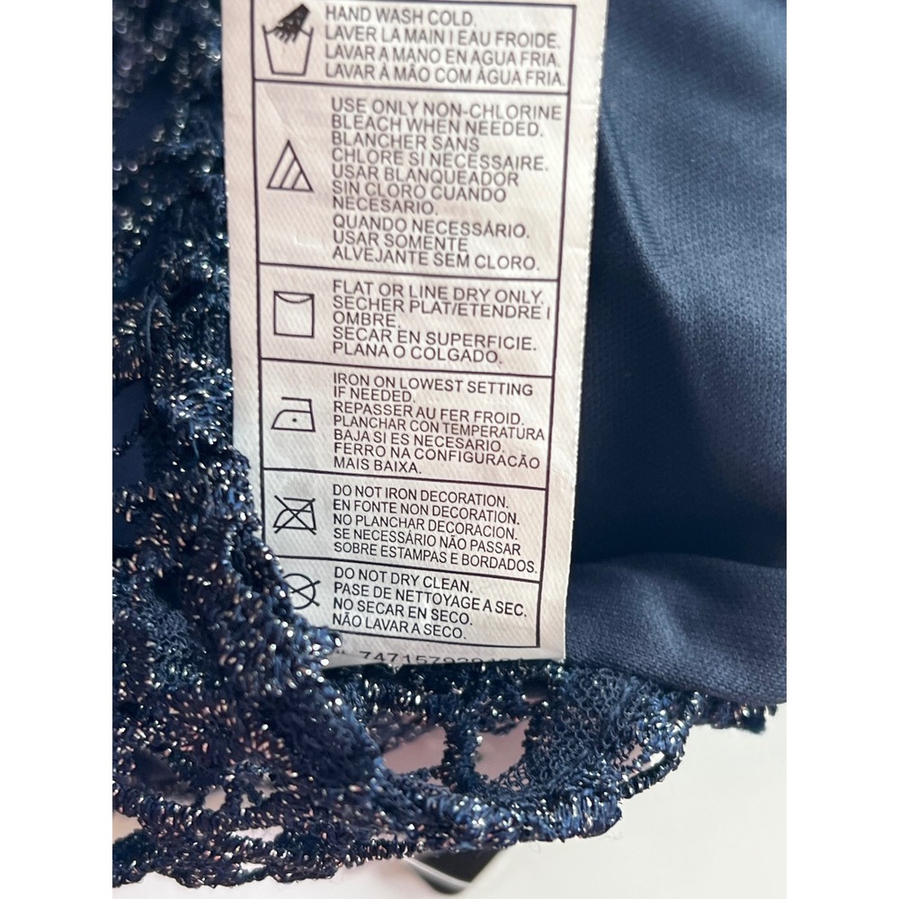 Sequin Hearts Navy Blue Lace Halter Crop Top Size 0‎ NWT - Picture 8 of 10